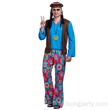 Halloween Party Cosplay Men Hippie -kostuum